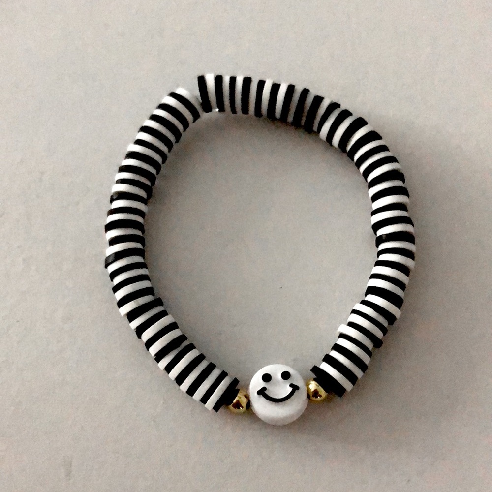 Black and white smiley face bracelet